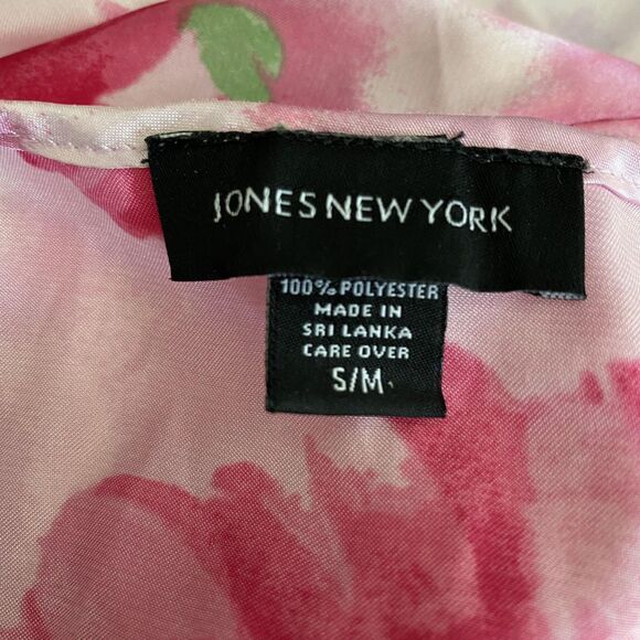 Jones New York Robe Womens Small Medium Pink Floral Satin Kimono Belted Pockets - Picture 5 of 6